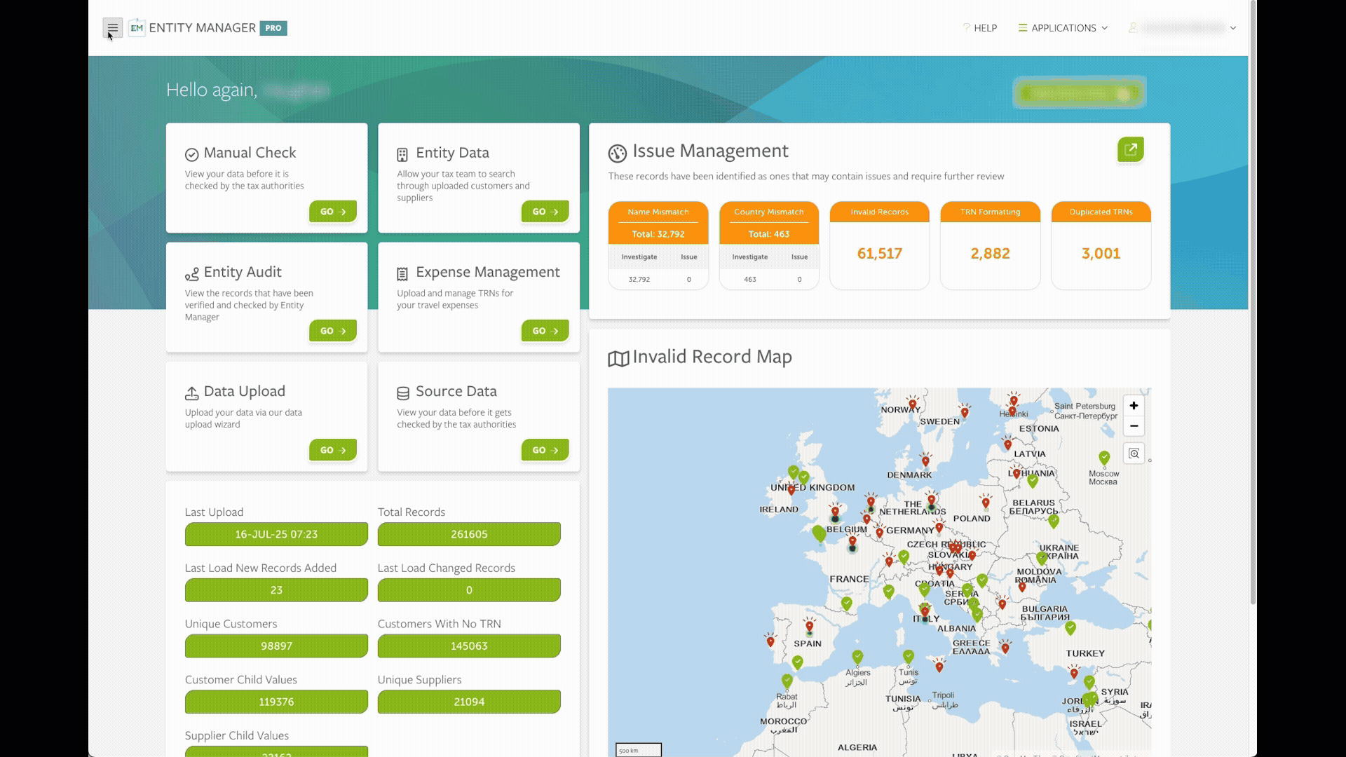 Showing the history of checked records within the Entity Manager application.